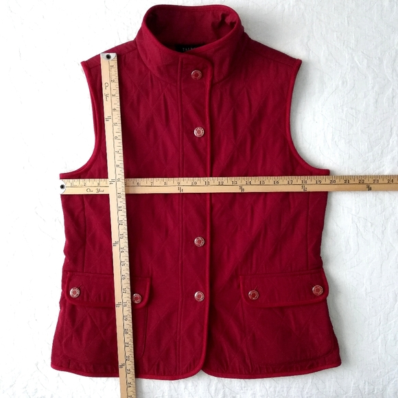 Talbots Deep Red Quilted Button Up Vest With Pockets, Size Medium - Picture 10 of 13